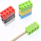 Cartoon Plastic Building Blocks Pencil Sharpener 5/50pcs Set for Children Office School Stationery Supplies Random Selection