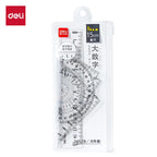 Deli 4Pcs Student Ruler Set Transparent Plastic Straight Ruler Triangle Protractor for Kids School Office Home Supplies