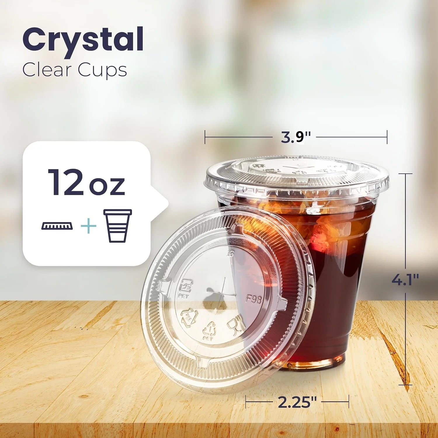 20 Clear Plastic Fruit Cups with Flat Lids PET Disposable Parfait Crystal Cups Suitable for Ice Coffee Juice and Beer Tumblers