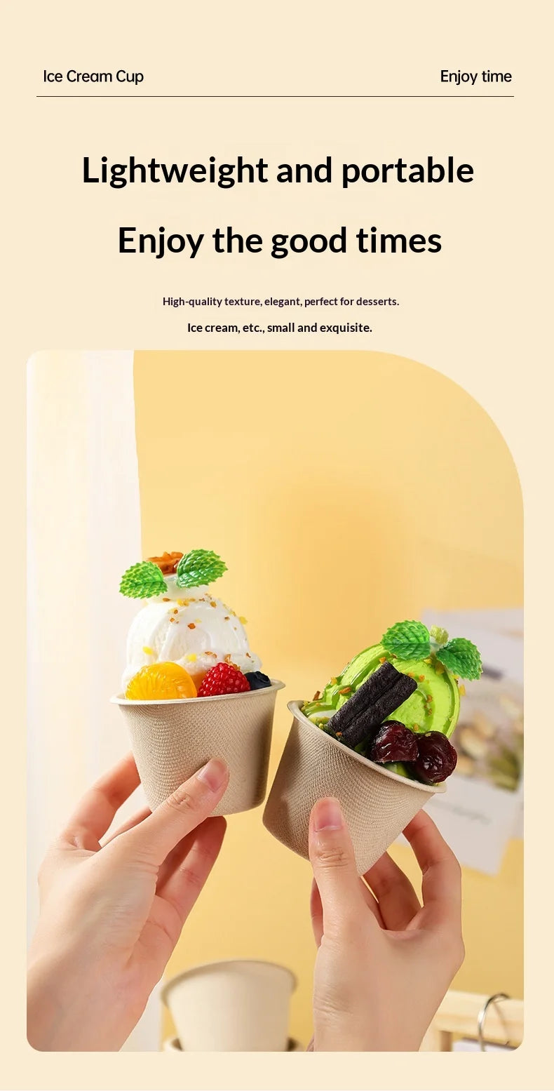 5/10/20/50pcs 5OZ Ice Cream Cup Environmentally Friendly Degradable Disposable Celebrity Dessert Pulp Light Food Paper Bowl