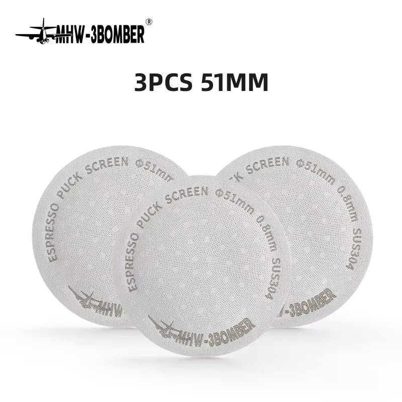 MHW-3BOMBER Titanium Coating Espresso Puck Screen 51/53/58.5mm Reusable Metal Filter 0.8mm Thickness Lower Shower Screen