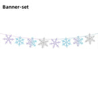 Christmas Snowflake Party Supplies Tableware Set Cups Plates Napkins Tablecloth Blue Purple Snowflake Birthday Decoration Props