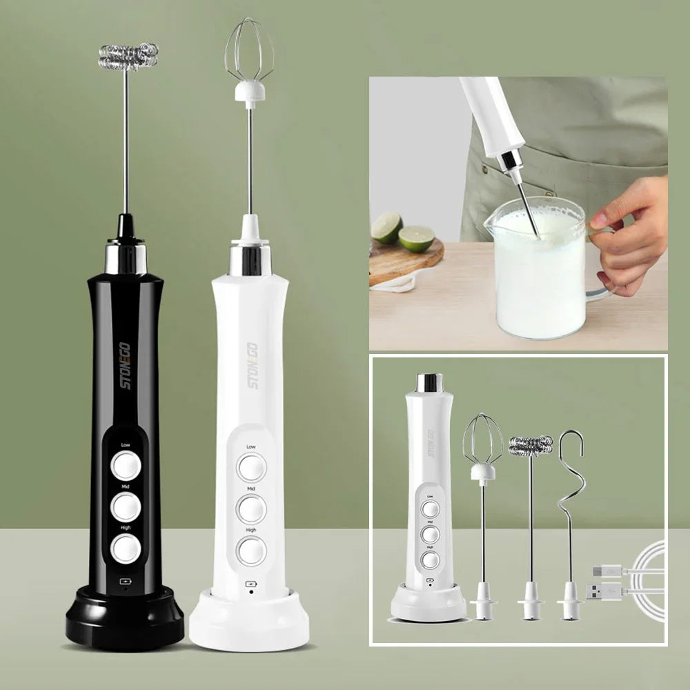 Handheld Electric Milk Frother USB Wireless Egg Beater Kitchen Mixer Coffee Whisk Blender Tool for Home Use