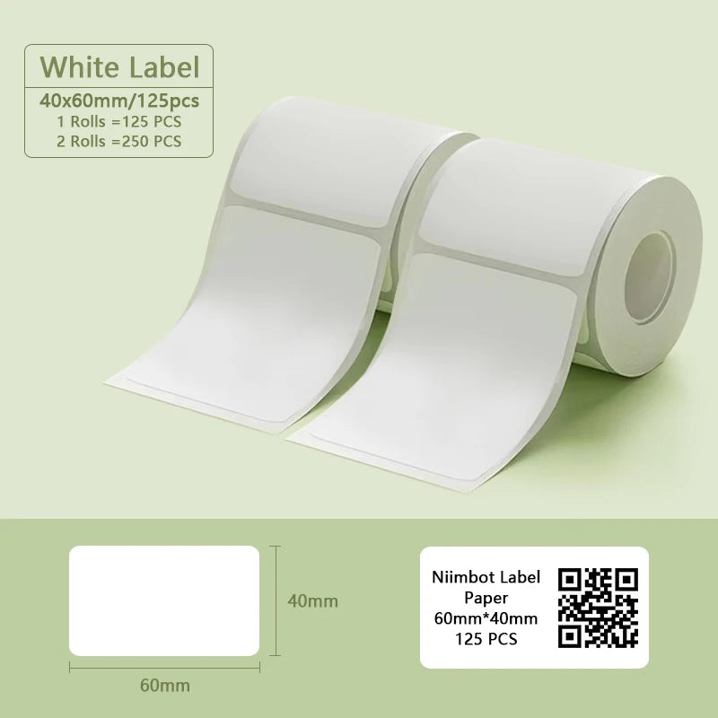 Niimbot B1 Portable Printer White Sticker 2/3/4/5Rolls Waterproof Paper Adhesive Label Printer Residential &Commercial For B21