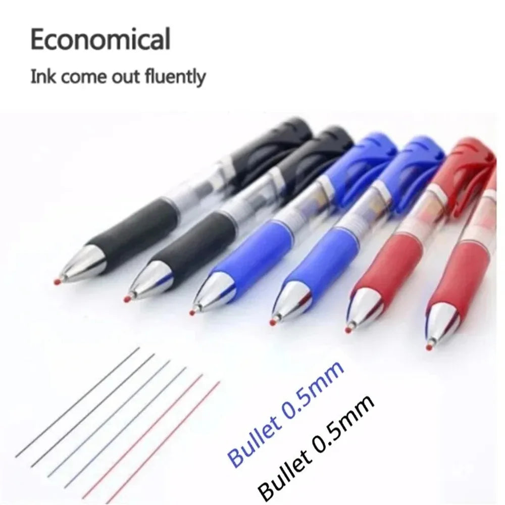 23pcs Retractable Ballpoint Pen Large Capacity 0.5mm Ballpoint Pen Black/Red/Blue Replaceable Refill Stationery School Supplies