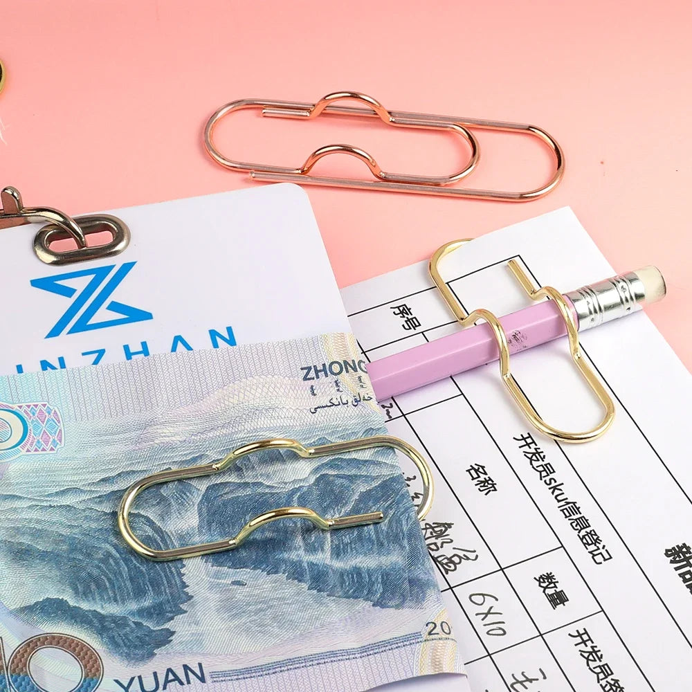 Anti Lost Paper Clip Metal Pen Holder Clips Portable Bookmarks Photo Memo Ticket Fixed Paperclips Office School Stationery