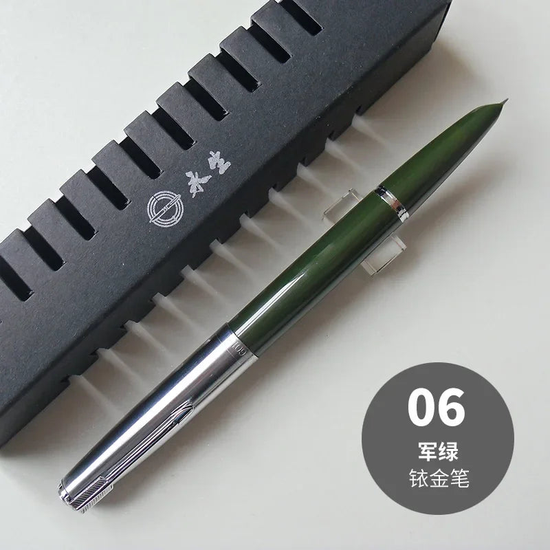NEW Wingsung 601 Press Piston Fountain Pen Iridium EF/F Nib Steel Cap Vacumatic Resin Ink Pen School Stationery Office Supplies