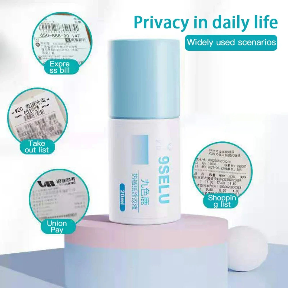 Fast-Drying Thermal Paper Correction Fluid Eraser Package Parcel Box ID Information Protector Anti Peep Identity Info Guard