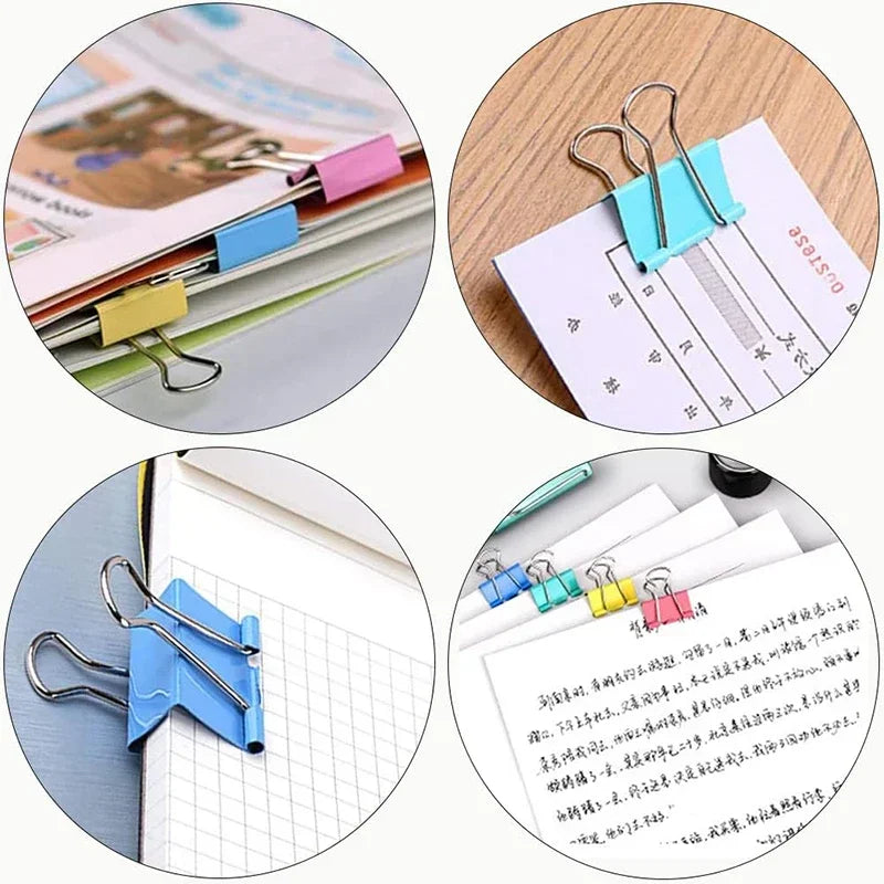 5-30Pcs Metal Binder Clips Colorful File Paper Clip 15/19/25/32/41/51mm Used for Books Stationery Clip School Office Supplies