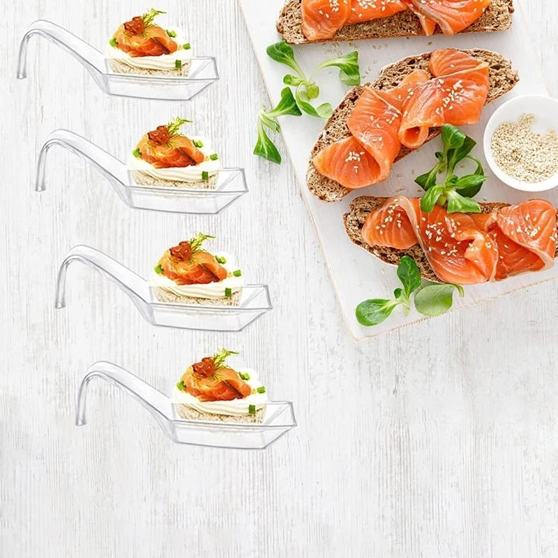 20pcs Plastic Appetizer Spoons Small Catering Dessert Tasting Dishes Disposable,Desserts Cakes Jelly Ice Cream Dipping Sauces