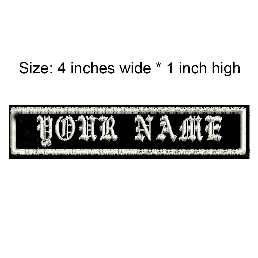 4 Inches Wide Old English Font Custom Name Small Tag Embroidery Patch Iron On Sew On Clothing For Left Chest 8 Colors Choose