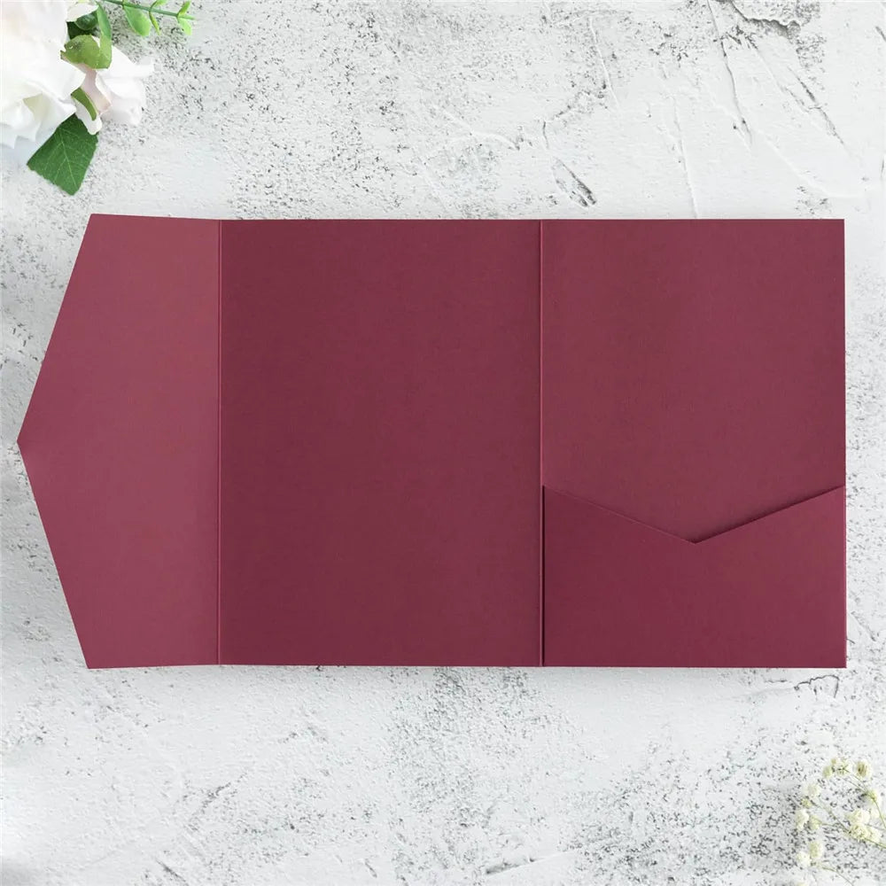 5pcs 18x13cm Pink Envelopes for Wedding Invitation Birthday Anniversary Thick Tri-Fold Envelope Greeting Card Pocket Envelope
