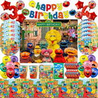 Cartoon Sesames Streets Birthday Party Supplies Kids Disposable Tableware Cup Plate Napkin Tablecloth Balloon Banner Decoration