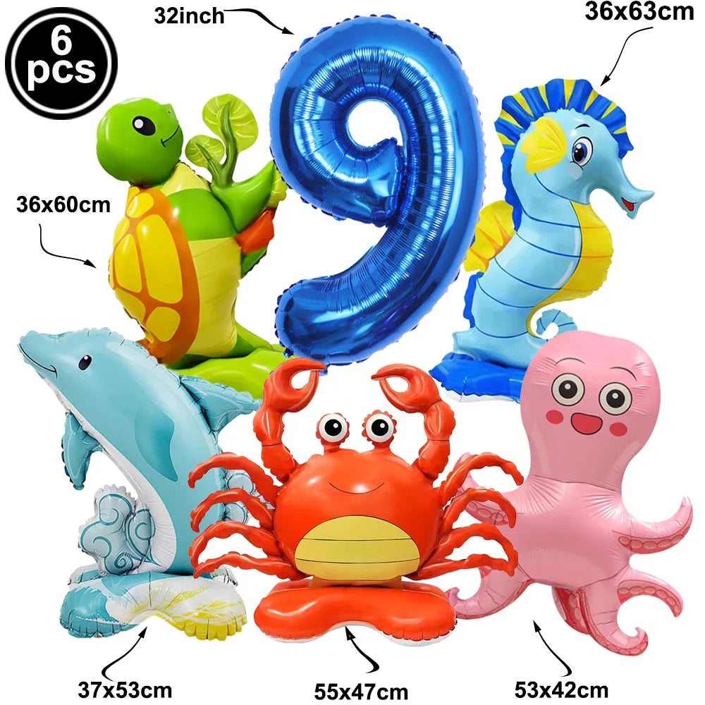 Ocean Sea Birthday Party Tableware Turtle Whale Print Plates Napkins Cups for Baby Shower Ocean Party Birthday Decorations