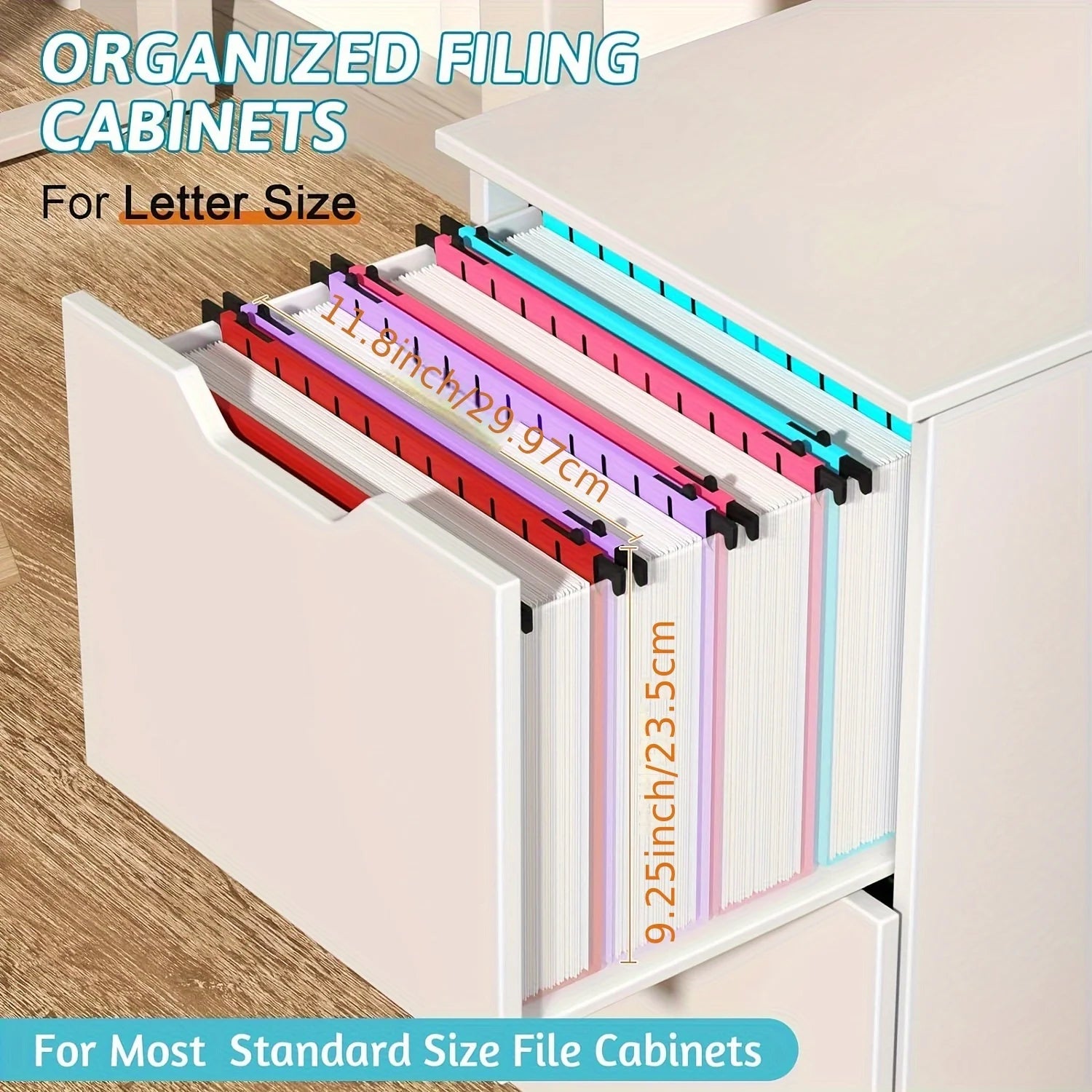 6 Sets Large Capacity Multi-Color Plastic Hanging File Bag, Thickened A4 Size  2-Inch Widened Design For Filing Cabinet Storage