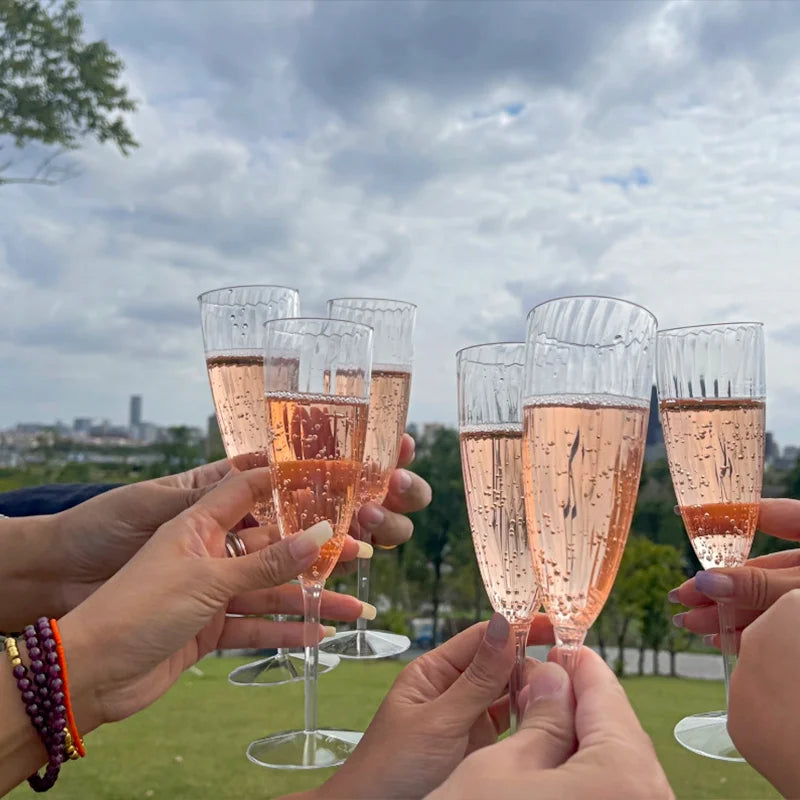 24/48Pcs Plastic Champagne Flutes Disposable Wine Glasses Reusable for Bachelorette Party Supplies Birthday Wedding Toasting 6oz