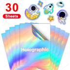 30 Sheets Printable Vinyl Sticker Paper A4 Waterproof Adhesive Transparent Glossy White Copy Paper for Inkjet Printer DIY Labels