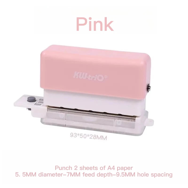 KW-TRIO Mini Portable Multi-Color Punch Hole Binder Punch 6-Hole Punch Multi-Functional Study Organizer Hole Punch