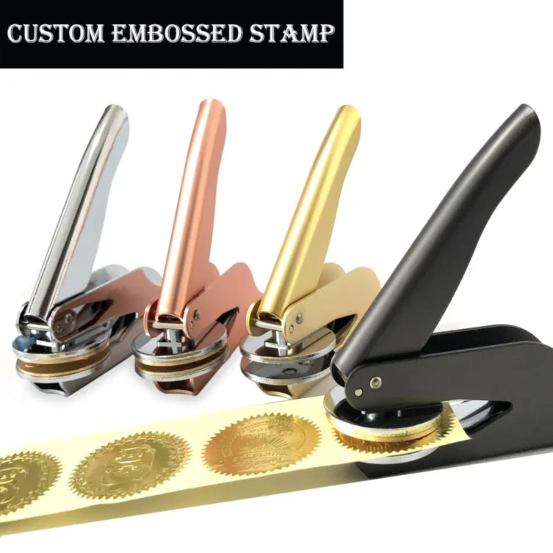 Embosser Stamp Customized Private Logo Customization Library Book Invitation Wedding Embossing Stamp Company Paper Leather Seals