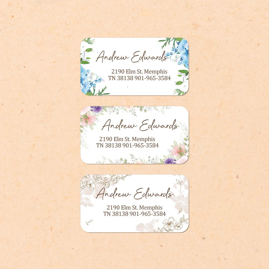 Personalized Floral Mailing Stickers - Self-Adhesive Address Labels for Business/Stationery,Custom Design & Recyclable Material‌
