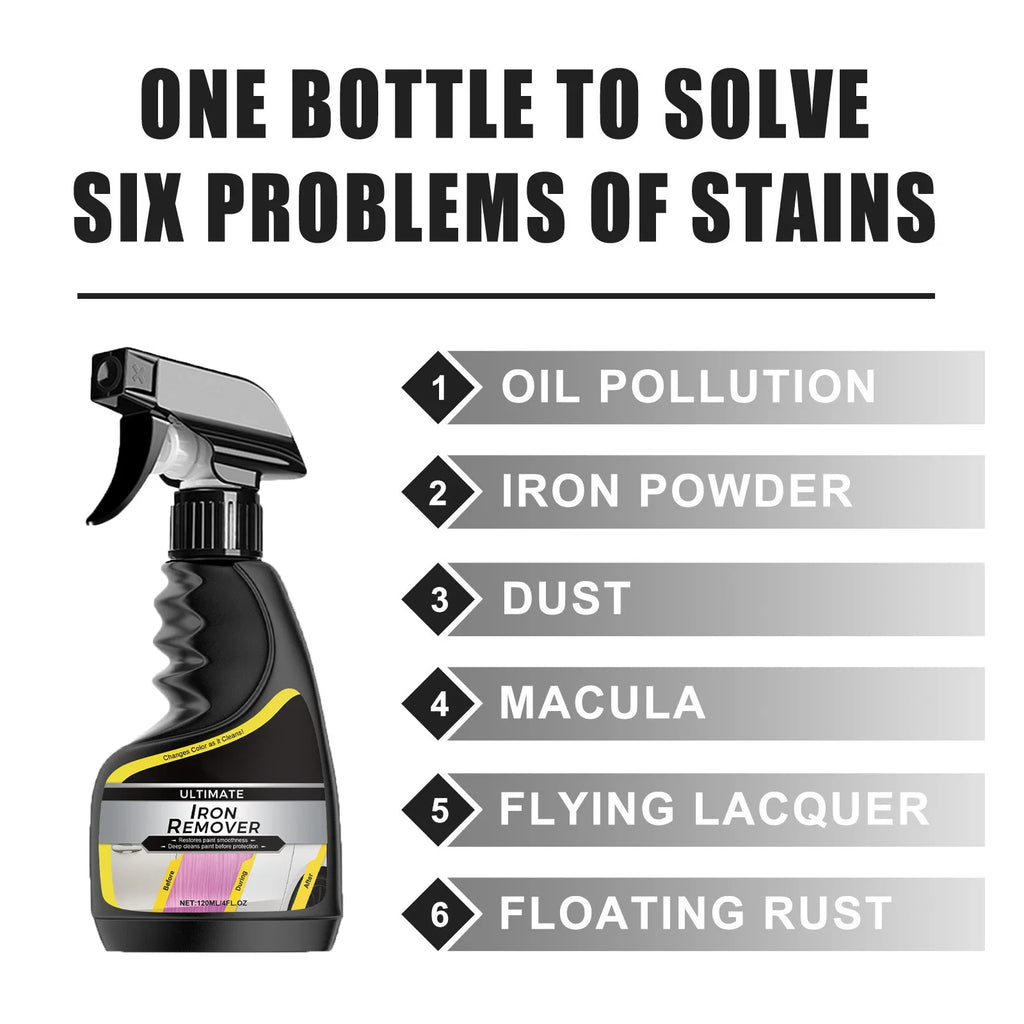 Car rust remover car wheel care quick remover car exhaust pipe rust removal spray cleaning metal iron powder
