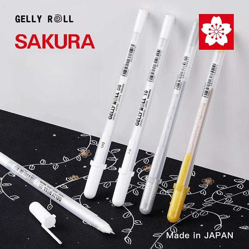 Sakura Gelly Roll Gel Pens 3/5PCS Classic Highlight Pen Gel Ink Pens Bright White Highlight Sketch Markers Color Highlighting