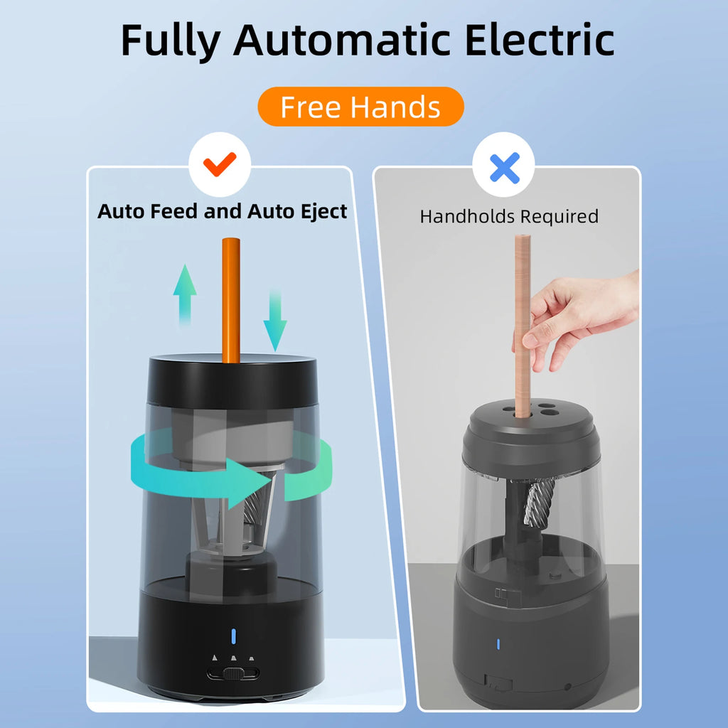 Automatic Electric Pencil Sharpener Portable Battery Powered for 6-8mm Pencil Support Hexagonal/ Triangular/ Round pencils