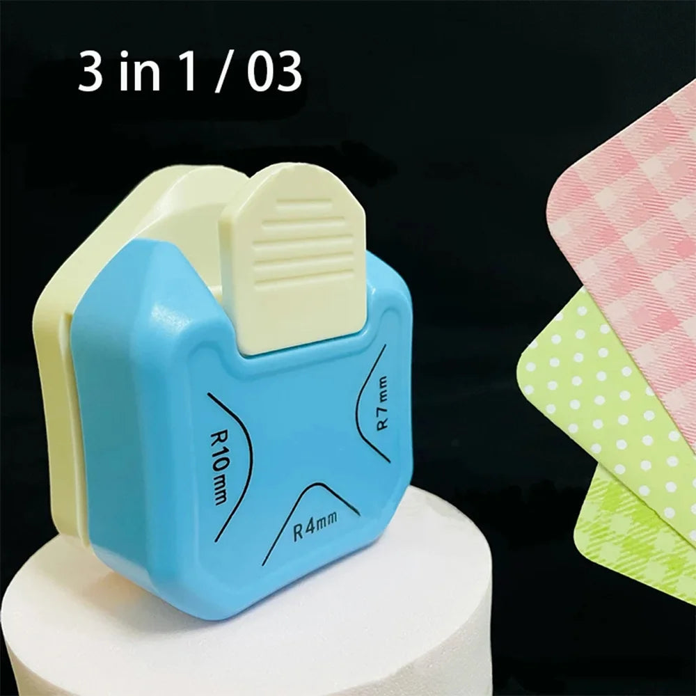 3 in 1, R 4/7/10 mm Corner Punch, Corner Rounder, Made of Metal and Plastic, for Crafts with Paper, Cards Design and Scrapbookin