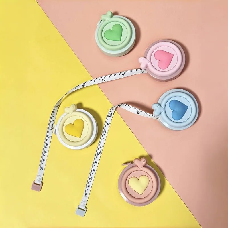 1pc Compact Retractable Pastel Heart-Shaped Mini Tape Measure - for Body Measurements, Clothing