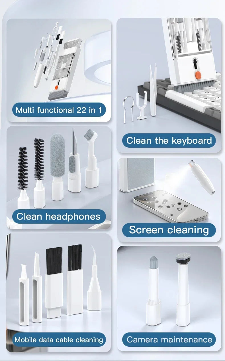 Multi-Function Cleaning Kit  for iPhone AirPods iPad Digital  Camera  PC Keyboard Phone Screen Headphones Cleaning Tools