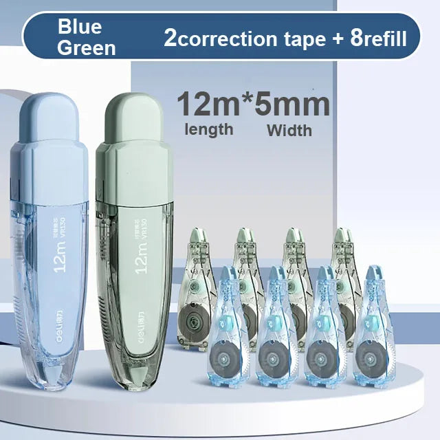 Press Correction Tape Set 5mm*12m Large Capacity Refill Replacement Stationery School Office Supplies Pen Style Correction Tape