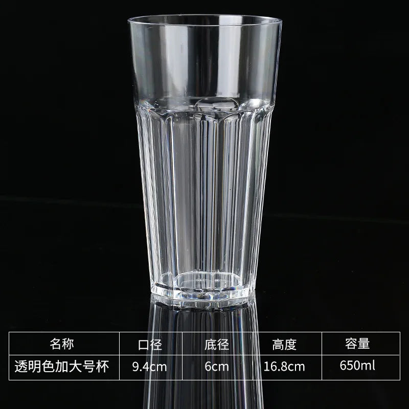 Acrylic Plastic Beer Mug PC Anti-fall Water Cup Heat-resistant Wine Glass Transparent Octagonal Cups KTV Bar Kitchen Restaurant