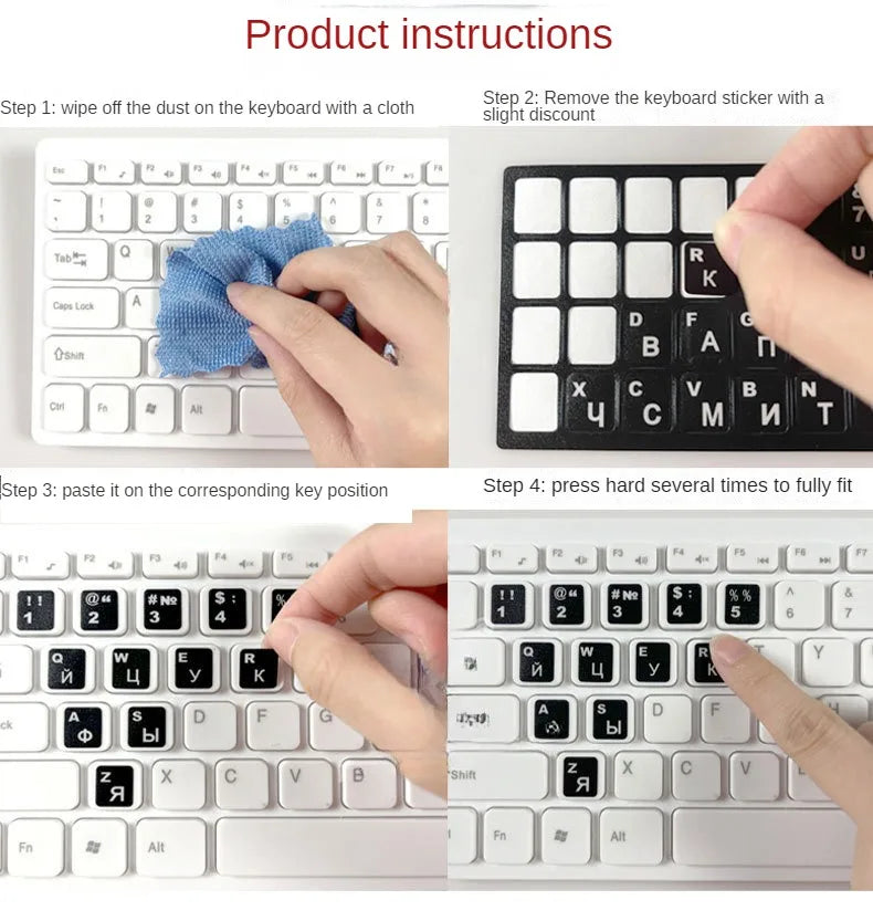1PCS Russian Transparent Keyboard Sticker Language Letters Black White Label PC Dustproof Laptop Accessories
