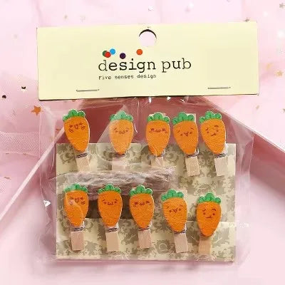 10 Pcs/Lot Creative Cartoon Animal Wooden Clip With Hemp Rope Photo Paper Clothespin Craft Clips Party Decoration Clip