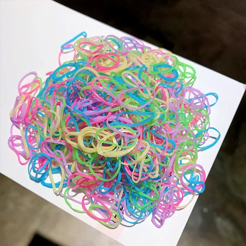 Kids Elastic Hair Accessories, 500Pcs Colorful Disposable Ponytail Rubber Bands for Girls