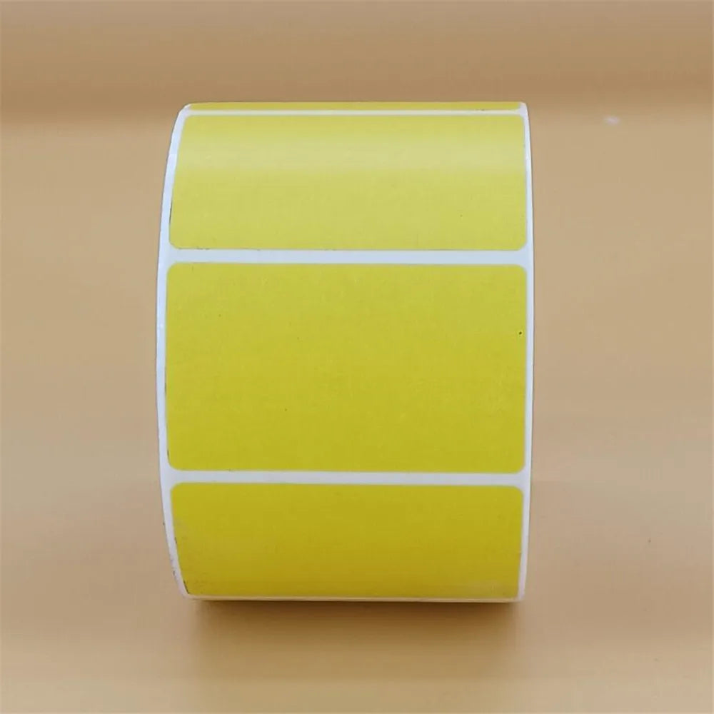 Yellow Color Adhesive Sticker, Round Thermal Barcode Sticker by Roll, Direct Thermal Print Shipping Label