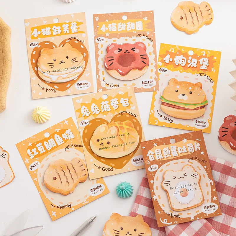 Creative Bread Sticky Notes Cute Cartoon Memo Pad Unique Design Note Paper Kawaii  Dessert Cuisine DIY