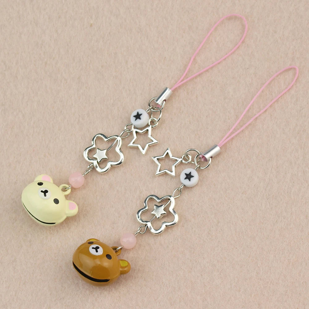 Kawaii Rilakkuma Easy Bear Phone Rope Chain Keyrings Lazybear Doll Keychains Bag Key Pendants Gift