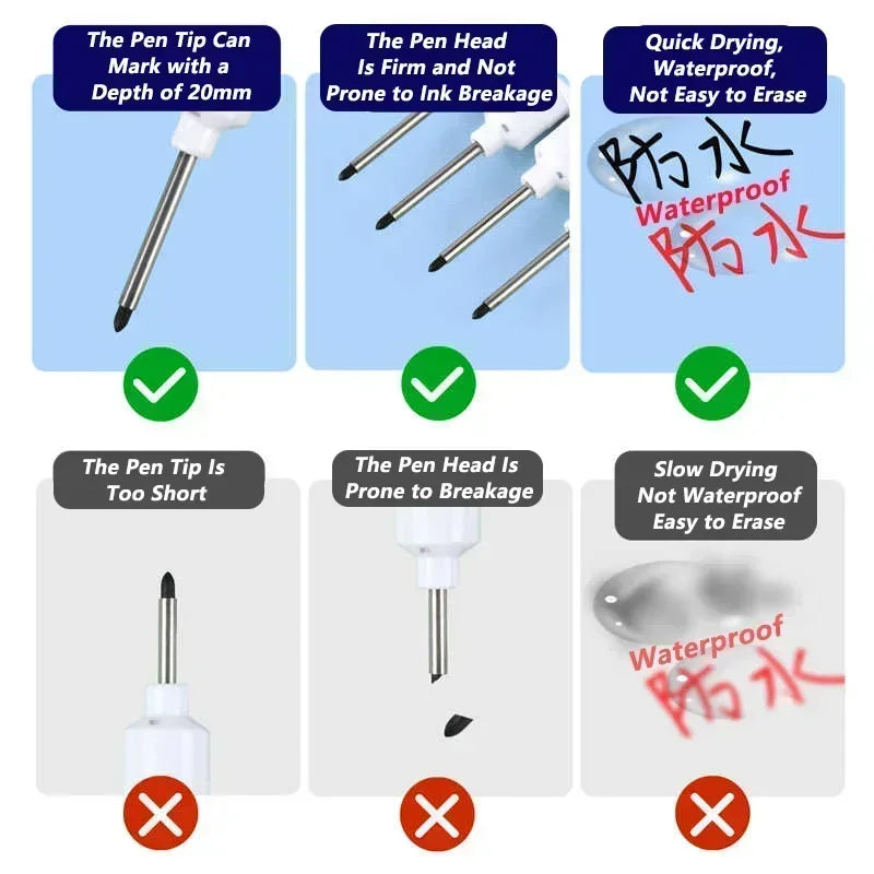 iLMH 4-40Pcs Deep Hole Long Nib Head Marker For Metal Perforating Pen Waterproof Bathroom Woodworking Decor Multi-Purpose Tool