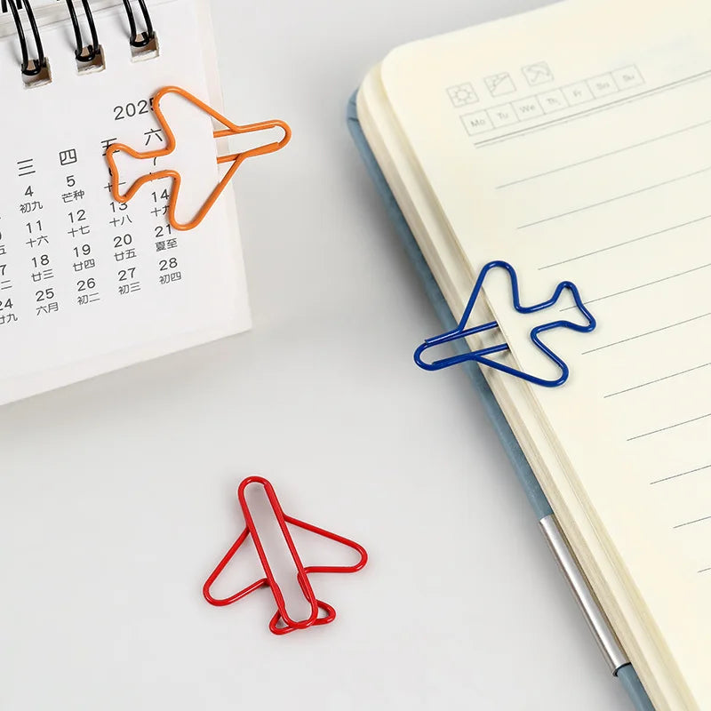 20-100pcs Metal Airplane Shape Office Paper Clips Bookmark School Office Stationery DIY Paper Clip Holder Craft Supplies