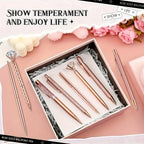 3-9pcs Rose Golden Metal Ballpoint Pen Set, Pearl Quicksand Crown, Love Artificial Diamond,School&Office Supply Gifts,Weddings
