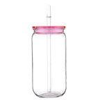 16oz Colorful Lid Transpare Plastic Cup with Lids And Straws Replacement Lids for Can Shaped  Iced Coffee Cups Cute Tumbler Cup