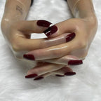 A pair of Malaysian latex material supper thin transparent shiny shiny male to female latex medium long gloves with nail service