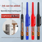 1-12 PCS 45mm Tip Waterproof Long Head Marker Pen Quick-Dry Ink for Woodworking Construction, Deep Hole White Black Red Blue