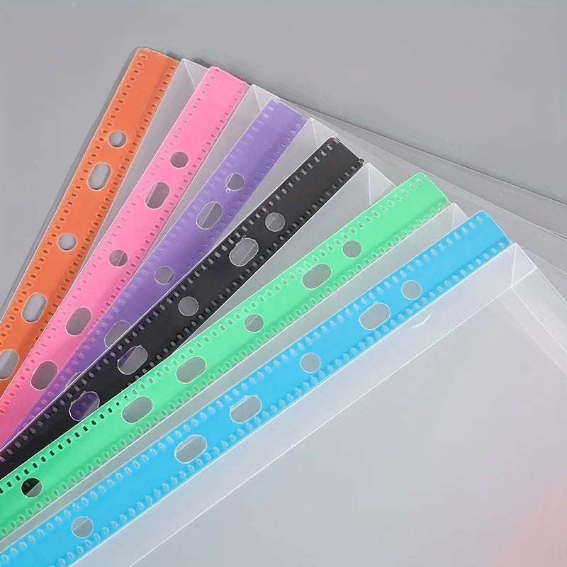 6pcs A4 Binder Pocket Plastic Envelopes, Expand Binder Folders, 6 Color Stereoscopic Transparent File Bags with Record Labels