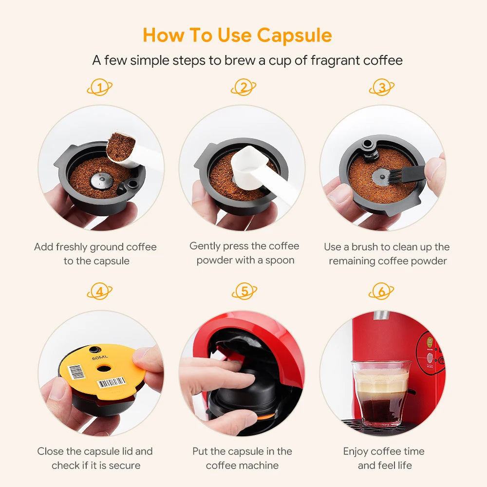 icafilas Refillable Coffee 60/180/200/220ML Capsule for Bosch Tassimo Machine Reusable Coffee Filter Pod Espresso Adapter Maker