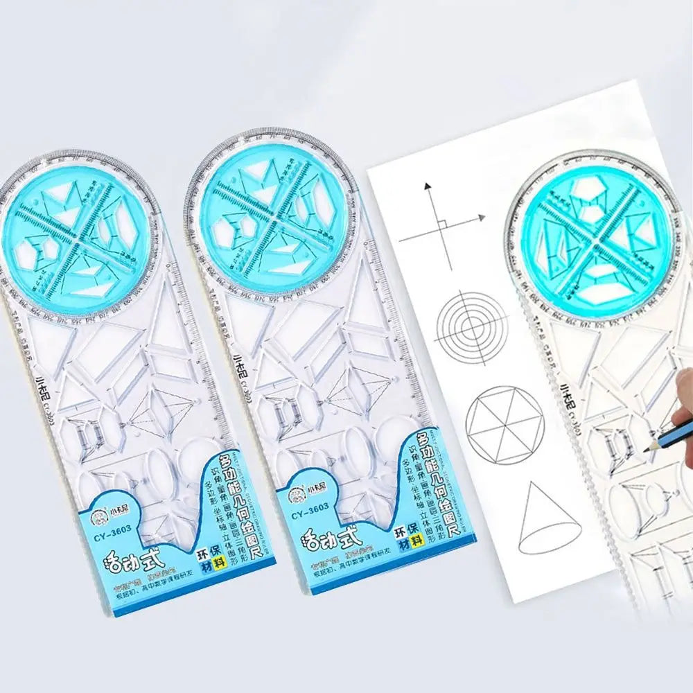 Rotary Multi-function Geometric Drawing Ruler Protractor Learning Measuring Tool Creative Stationery Gift School Office Supplies