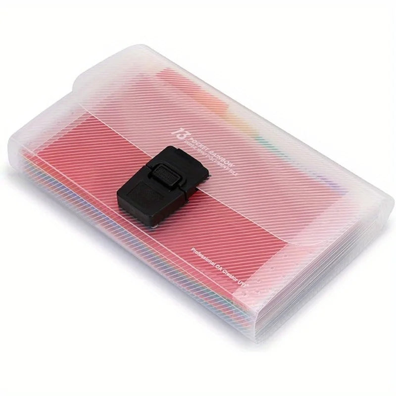 A6 Expanding File Organizer 13-Pockets, Accordion Folder with Button Closure for Documents Receipts Cards, Document Wallet