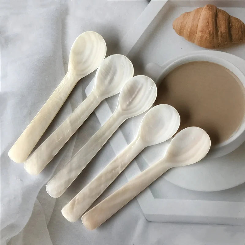 Kitchen Tools 9-13CM Natural Shell Ice Spoon Cream Coffee Caviar Spoon Mother of Pearl Seashells Stirring Spoons Teaspoon Crafts
