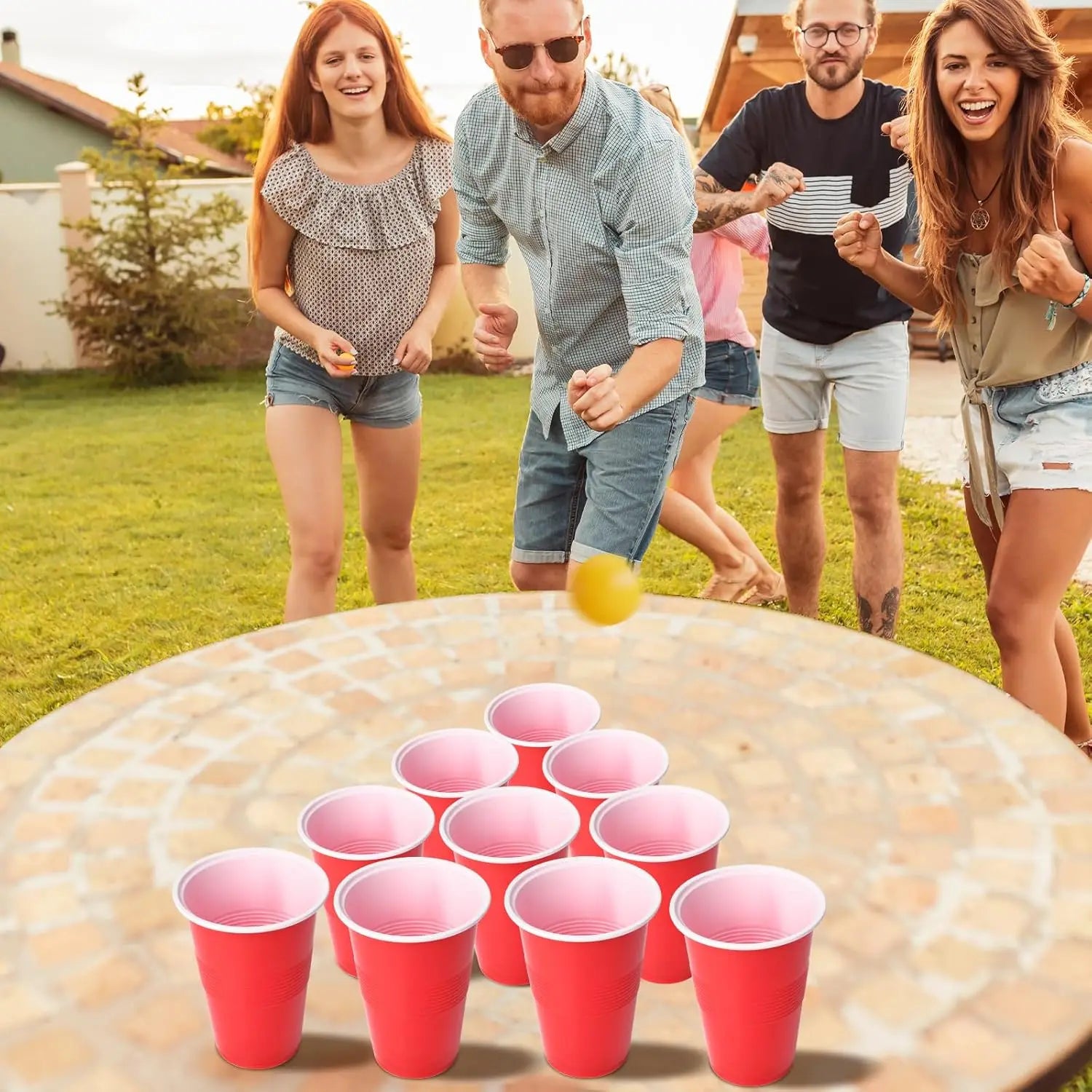 Cup Pong Game Set 22 Pcs 16 Oz Plastic Party Cups with 4 PCS Ping Pong Balls for Christmas New Year Gift  Gratuation Party